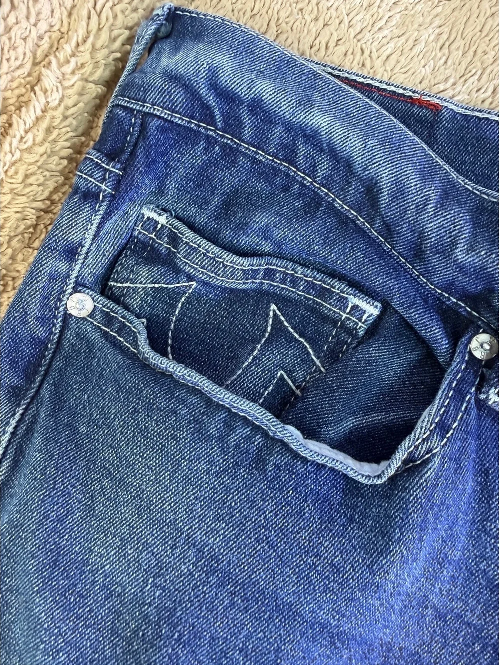 True Religion Ricky Relaxed Straight Jeans Men's Size 36 Blue Denim Actual 40x32